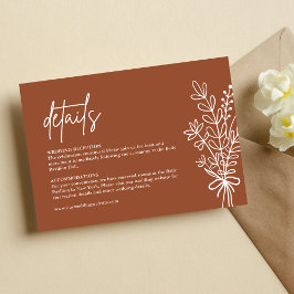 Tarjeta De Recepción Detalles del Boda del Naranja Quemado de Boho Terr