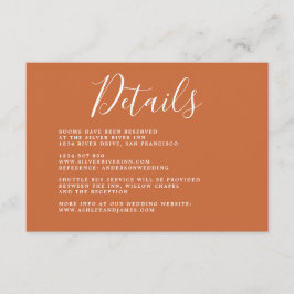 Tarjeta De Recepción Detalles del Boda del Naranja quemado de caligrafí
