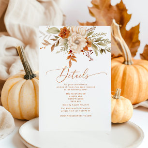 Tarjeta De Recepción Detalles del boda del naranja quemado en otoño mod