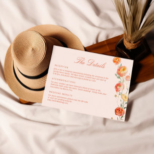 Tarjeta De Recepción Detalles del Boda del Naranja Verona Sunset