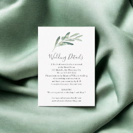 Tarjeta De Recepción Detalles del Boda del olivo verde