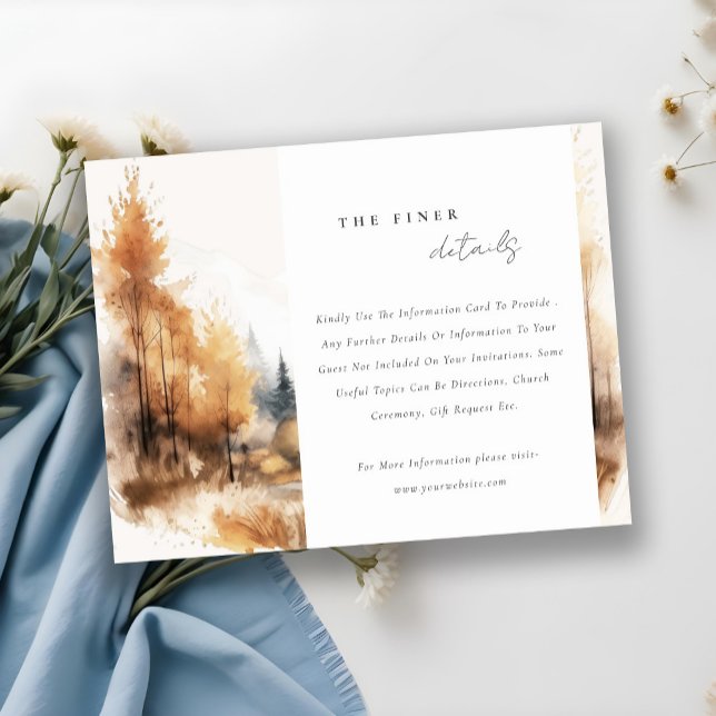 Tarjeta De Recepción Detalles del Boda del paisaje de acuarela otoño en (Subido por el creador)