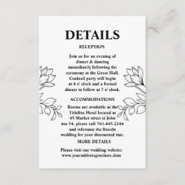 Tarjeta De Recepción Detalles del Boda del patrón de flores silvestres 