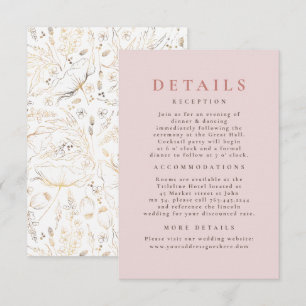 Tarjeta De Recepción Detalles del Boda del patrón de flores silvestres