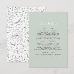 Tarjeta De Recepción Detalles del Boda del patrón de flores silvestres