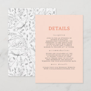 Tarjeta De Recepción Detalles del Boda del patrón de flores silvestres