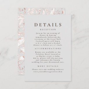 Tarjeta De Recepción Detalles del Boda del patrón de flores silvestres 