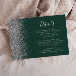 Tarjeta De Recepción Detalles del Boda del Purpurina de color verde osc