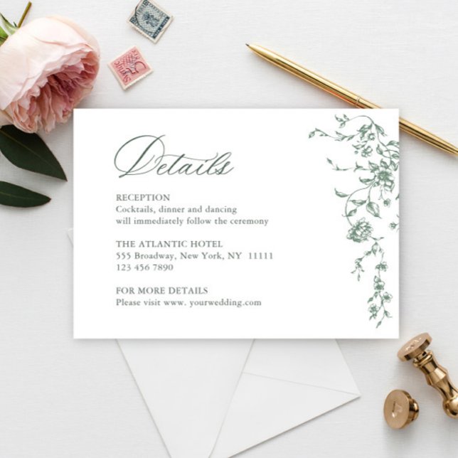 Tarjeta De Recepción Detalles del Boda del sabio floral de Grace Grace  (Subido por el creador)