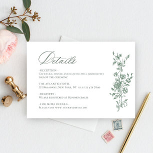 Tarjeta De Recepción Detalles del Boda del sabio floral de Grace Grace 