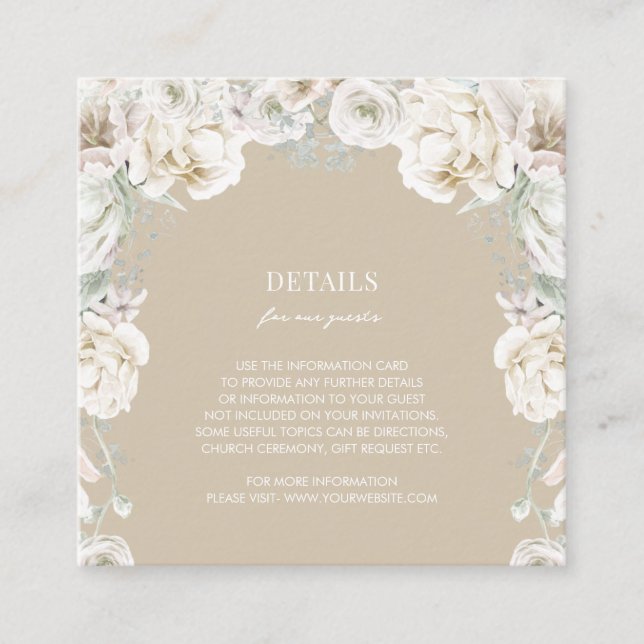 Tarjeta De Recepción Detalles del Boda del sueño dorado floral (Anverso)