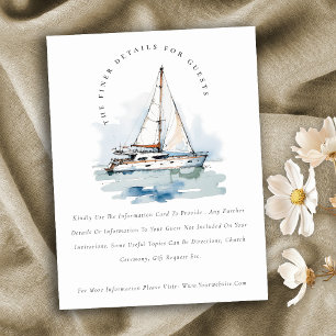 Tarjeta De Recepción Detalles del Boda del velero Dusky Sailboat
