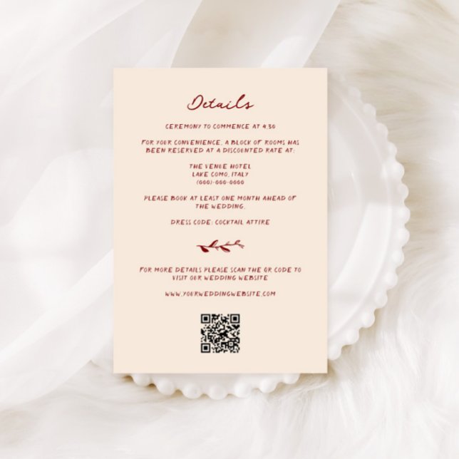 Tarjeta De Recepción Detalles del Boda dibujado a mano marrón (Subido por el creador)