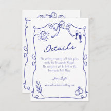 Detalles del Boda dibujado a mano rápida azul y ca