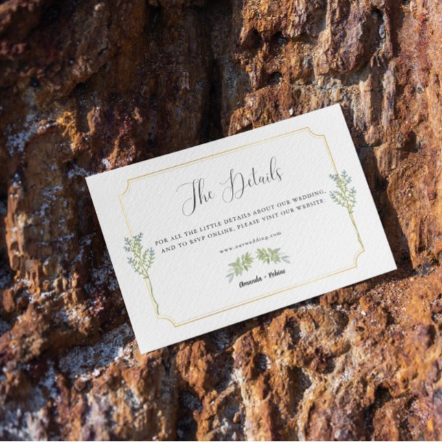 Tarjeta De Recepción Detalles del Boda dorado del marco blanco minimali (Subido por el creador)