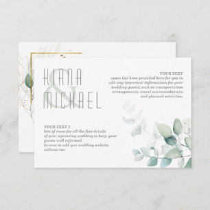 Tarjeta De Recepción Detalles del Boda Dreamy Greenery en verde/azul ID