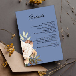 Tarjeta De Recepción Detalles del Boda Dusty Blue Boho Flowers