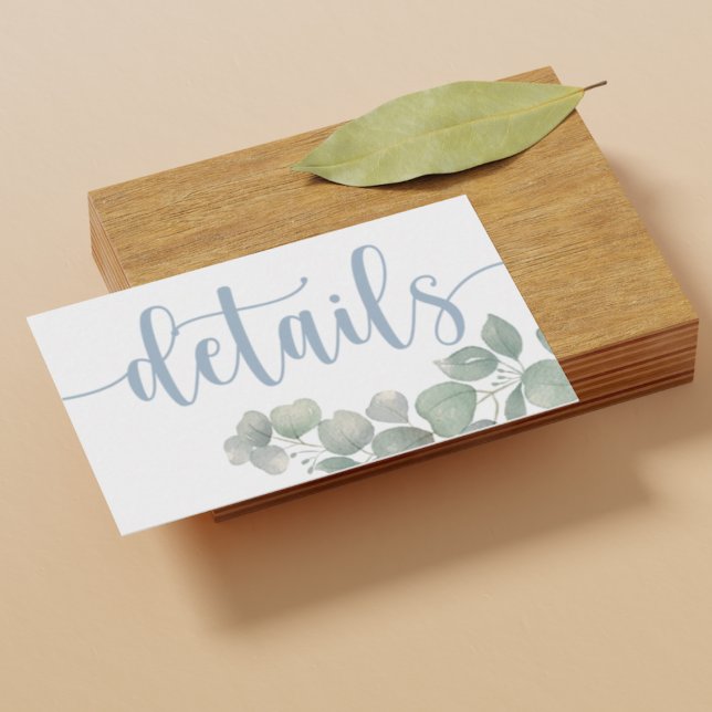 Tarjeta De Recepción Detalles del Boda Dusty Blue Eucalyptus (Subido por el creador)