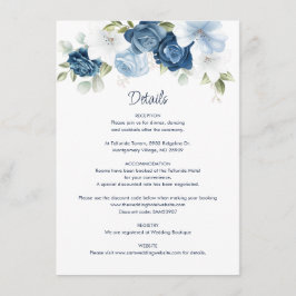Tarjeta De Recepción Detalles del Boda Dusty Blue Floral
