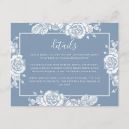 Tarjeta De Recepción Detalles del Boda Dusty Blue Floral
