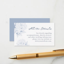 Tarjeta De Recepción Detalles del Boda Dusty Blue Hydrangea