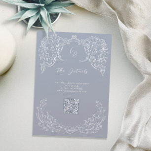 Tarjeta De Recepción Detalles del Boda Dusty Blue Vintage Flourish