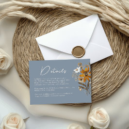 Tarjeta De Recepción Detalles del Boda Dusty Blue Wildflower Boho