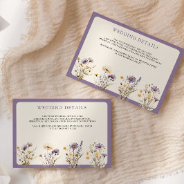 Tarjeta De Recepción Detalles del Boda Dusty Purple Boho Wildflower