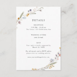 Tarjeta De Recepción Detalles del Boda Earthy Wildflower