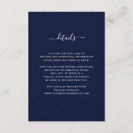 Tarjeta De Recepción Detalles del boda | Elegante azul oscuro y blanco