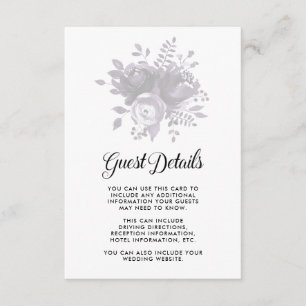 Tarjeta De Recepción Detalles del Boda elegante con flores de ciruela y