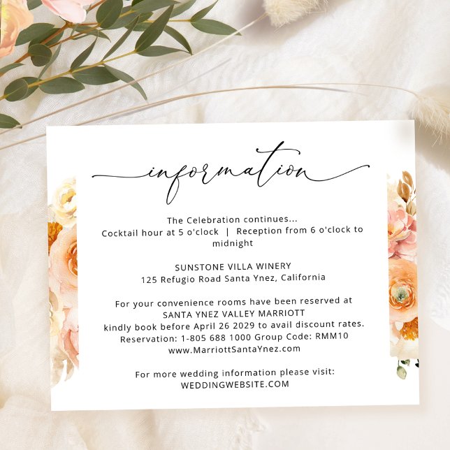 Tarjeta De Recepción Detalles del Boda elegante de cada página, informa (Subido por el creador)
