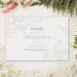 Tarjeta De Recepción Detalles del Boda elegante de esbozo floral