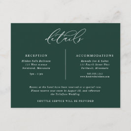 Tarjeta De Recepción Detalles del Boda Esmeralda Elegante