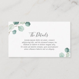 Tarjeta De Recepción Detalles del Boda Eucalyptus Elegante Simple Green