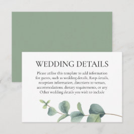 Tarjeta De Recepción Detalles del Boda Eucalyptus Greenery