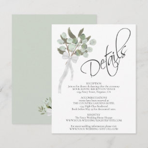 Tarjeta De Recepción Detalles del Boda Eucalyptus & Greenery Bouquet