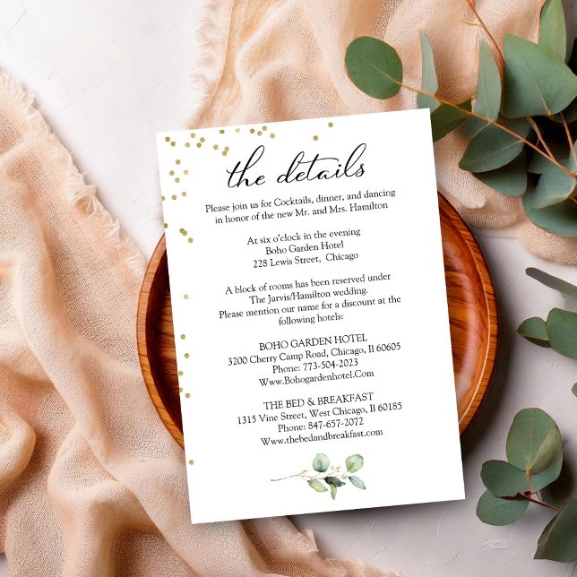 Tarjeta De Recepción Detalles del Boda Eucalyptus Greenery de Moda Boho (Subido por el creador)
