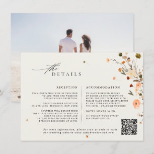 Tarjeta De Recepción Detalles del boda Fall Wildflower Garden Floral Bo