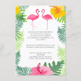 Tarjeta De Recepción Detalles del Boda Flamingo Rosado Tropical