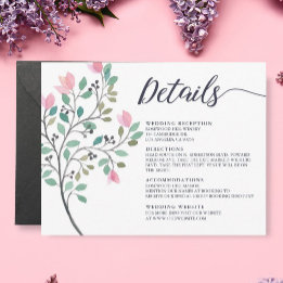 Tarjeta De Recepción Detalles del Boda floral acuarela