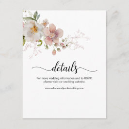 Tarjeta De Recepción Detalles del Boda floral acuática rosa