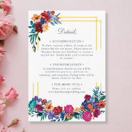 Tarjeta De Recepción Detalles del Boda floral acuático Fiesta mexicana