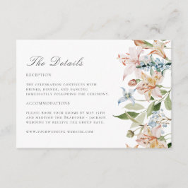 Tarjeta De Recepción Detalles del Boda floral acuático moderno de prima