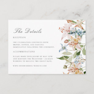 Tarjeta De Recepción Detalles del Boda floral acuático moderno de prima