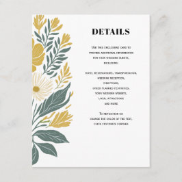 Tarjeta De Recepción Detalles del Boda floral amarillo moderno Buttercu