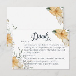 Tarjeta De Recepción Detalles del Boda floral azul amarillo y blanco