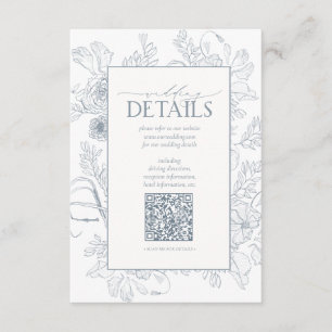 Tarjeta De Recepción Detalles del Boda Floral Azul Dusty del código QR