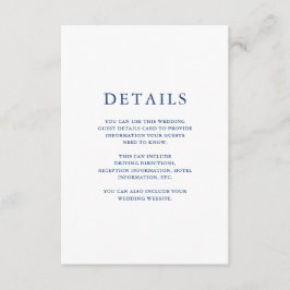 Tarjeta De Recepción Detalles del Boda Floral Azul Hermoso