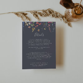 Tarjeta De Recepción Detalles del Boda floral azul silvestre clásico